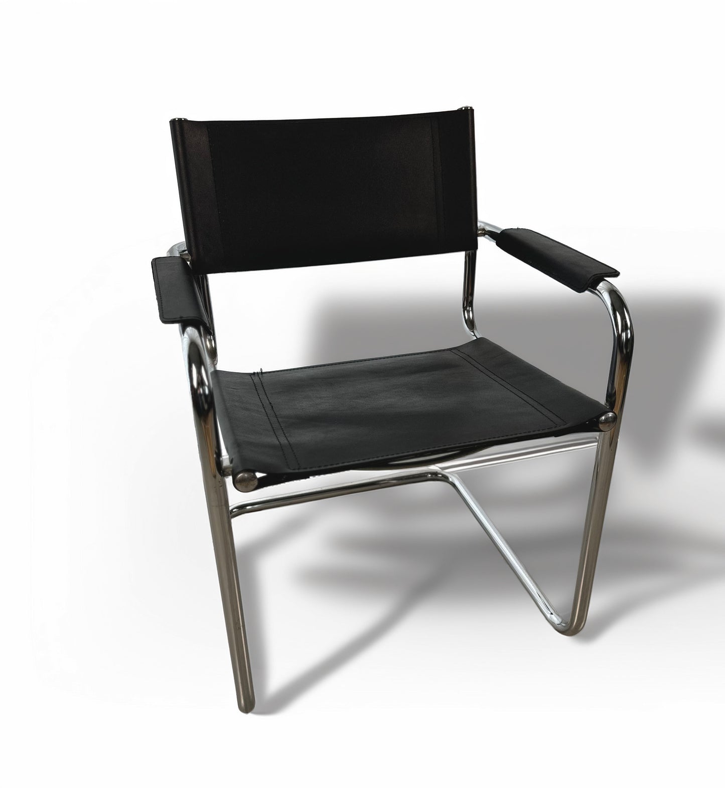 Set of 6 Vintage Cantilever Chairs in Chrome & Black