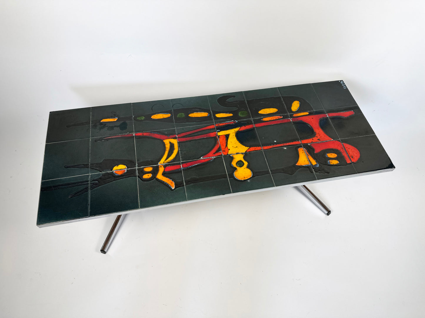 Mid-Century coffee table with ceramic top by Adri Belgique