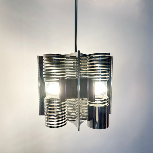 70s chrome Space Age hanging lamp