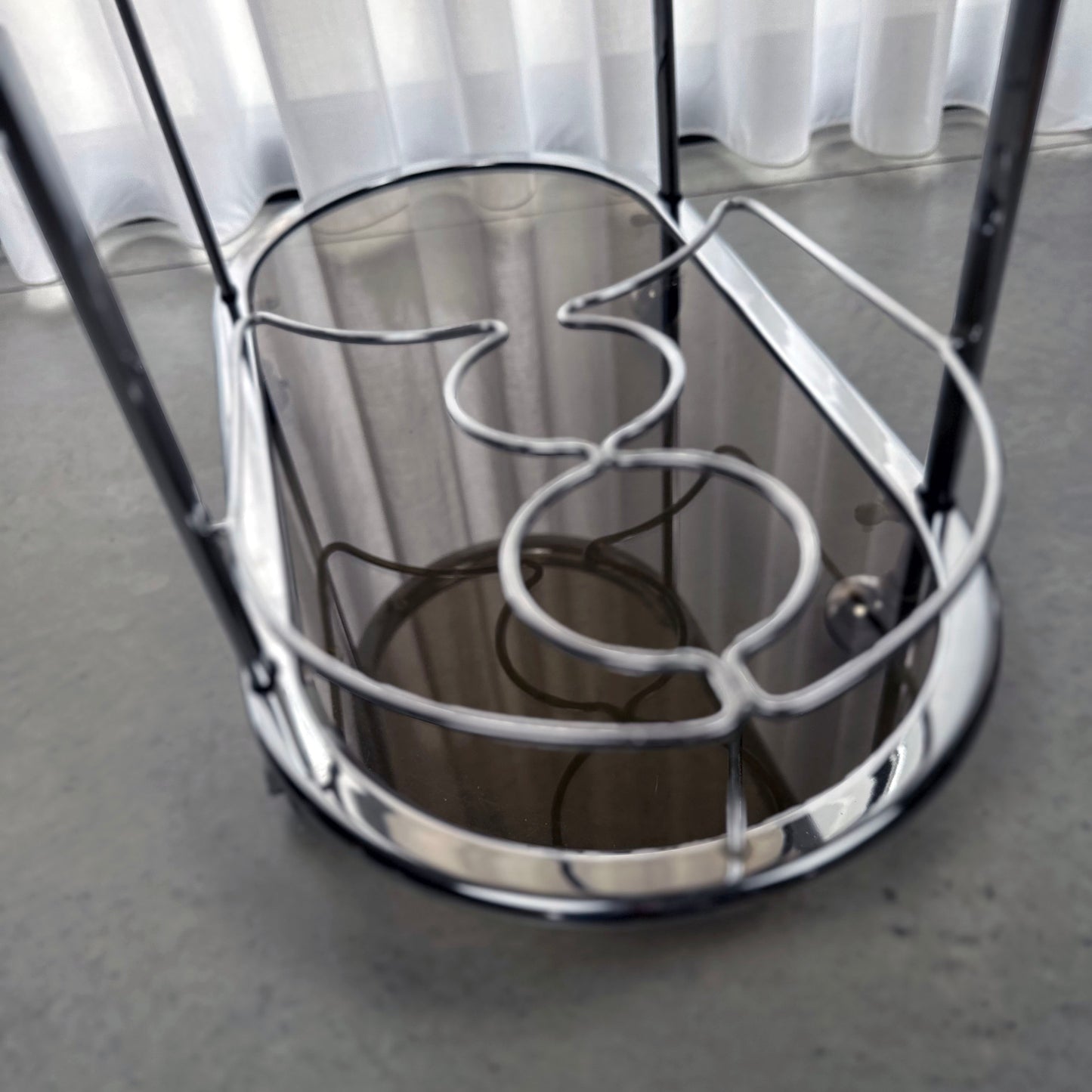 Vintage 70s chrome and glass bar cart