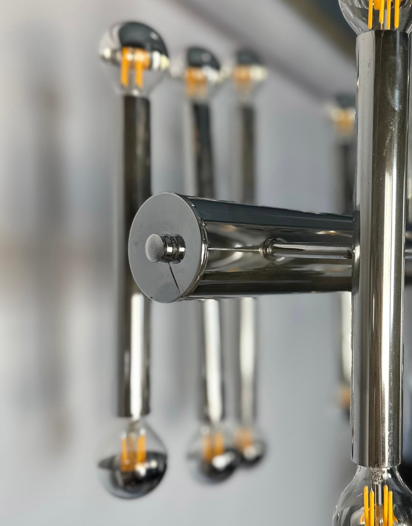 Vintage chrome pendant lamp attributed to Gaetano Sciolari