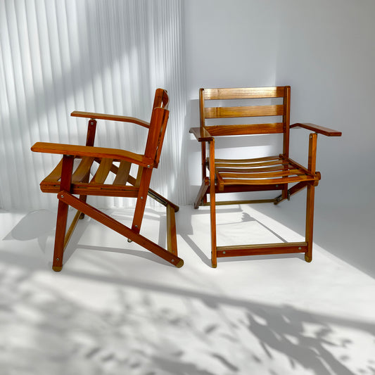 Pair of vintage 1970s deck chairs by Reguitti