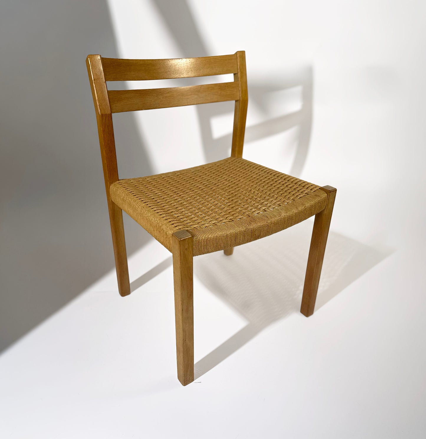 J.H. Møller Model 401 Oak Dining Chairs with Original Danish Papercord — Denmark, 1970s