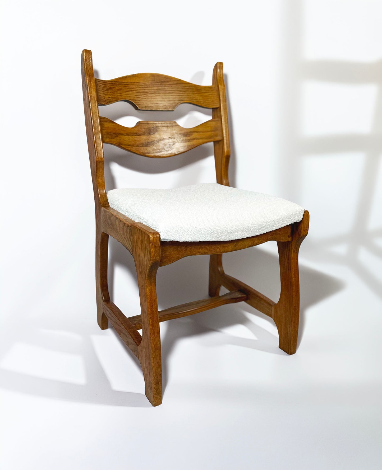 Set of 6 Belgian Brutalist Oak Dining Chairs, 1970s