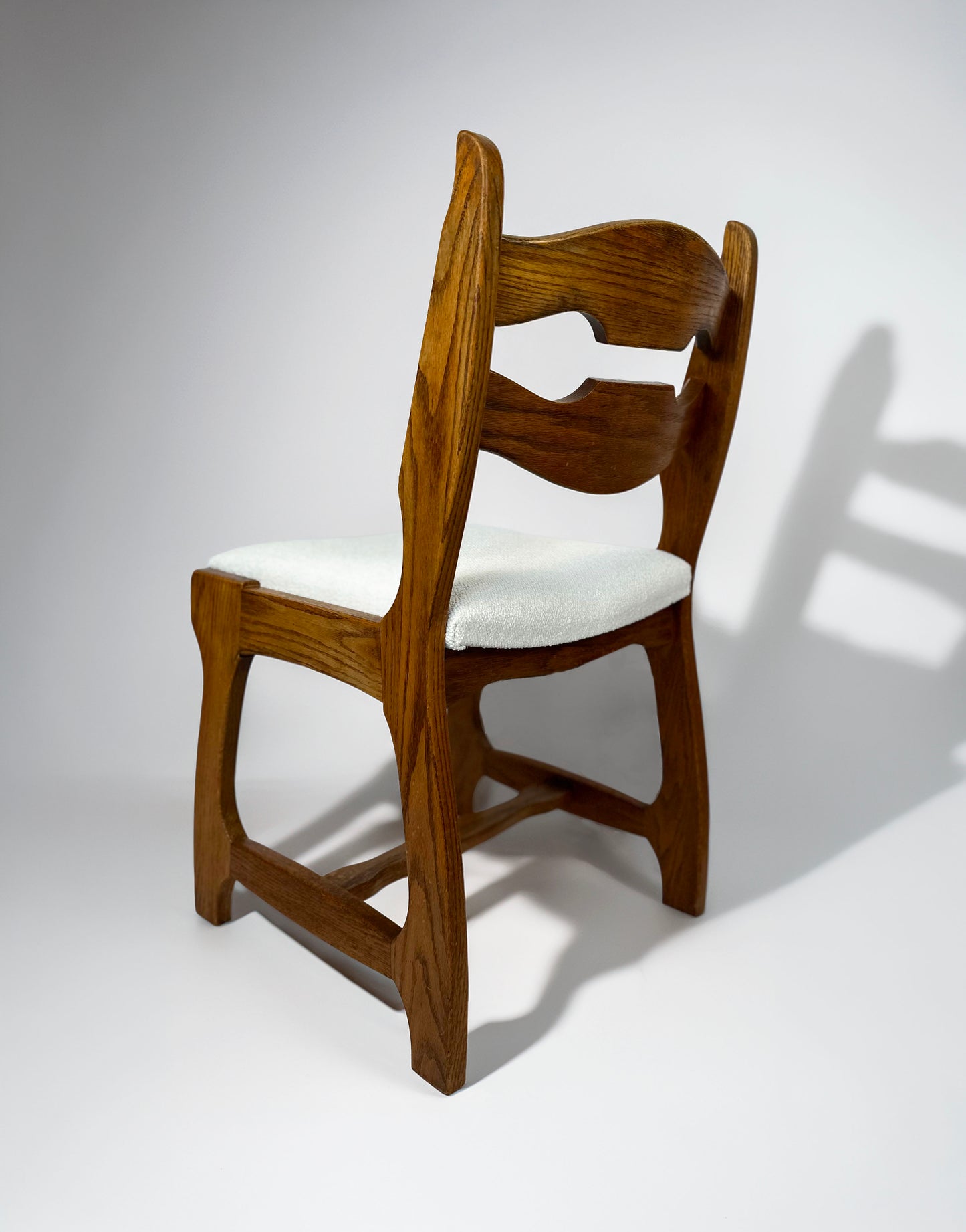 Set of 6 Belgian Brutalist Oak Dining Chairs, 1970s