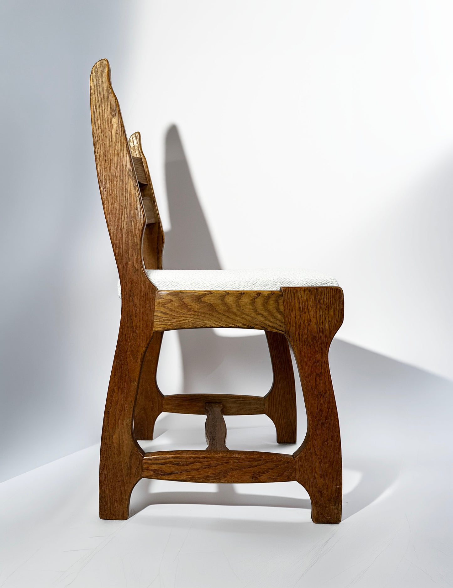 Set of 6 Belgian Brutalist Oak Dining Chairs, 1970s