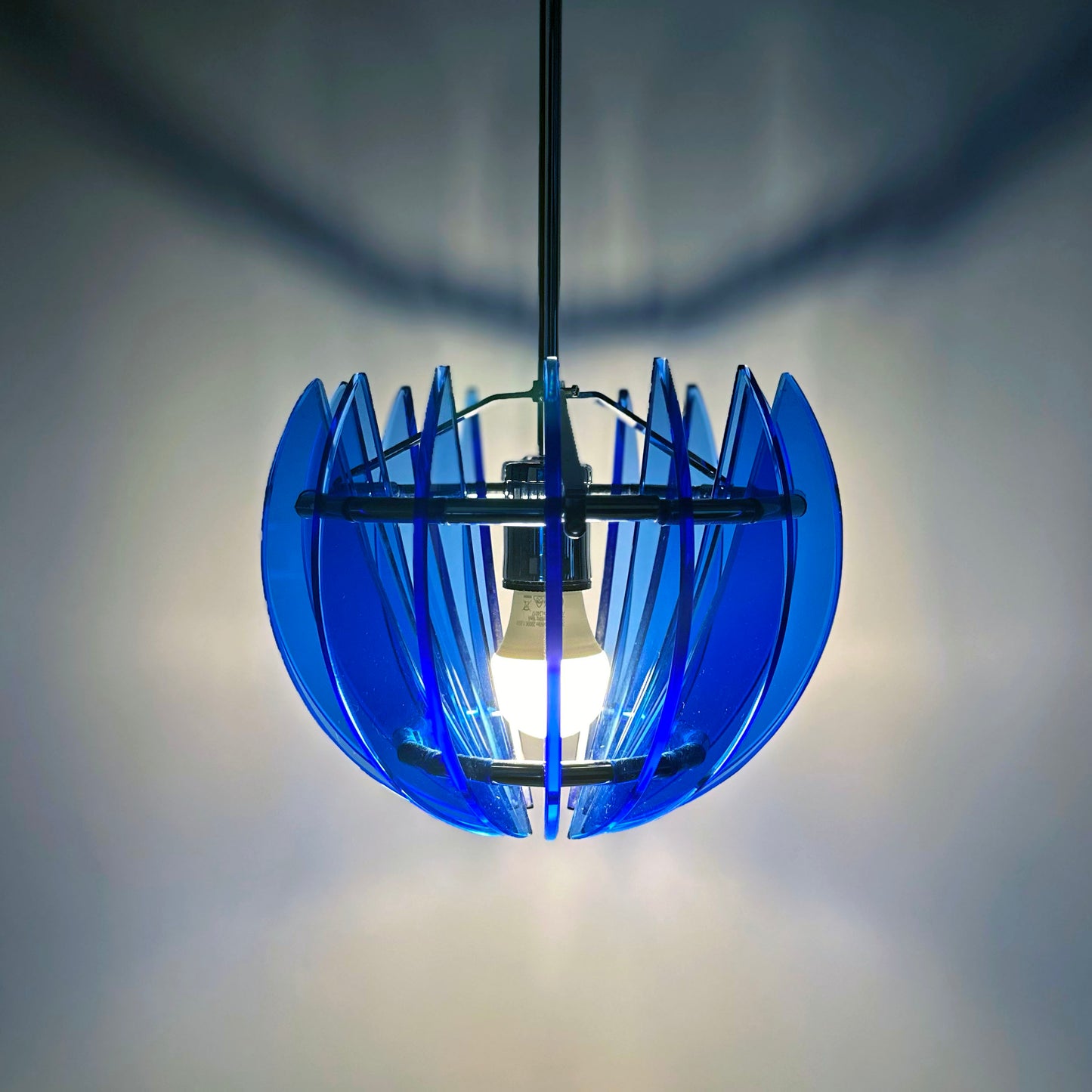 Vintage blue Veca lamp with Murano glass
