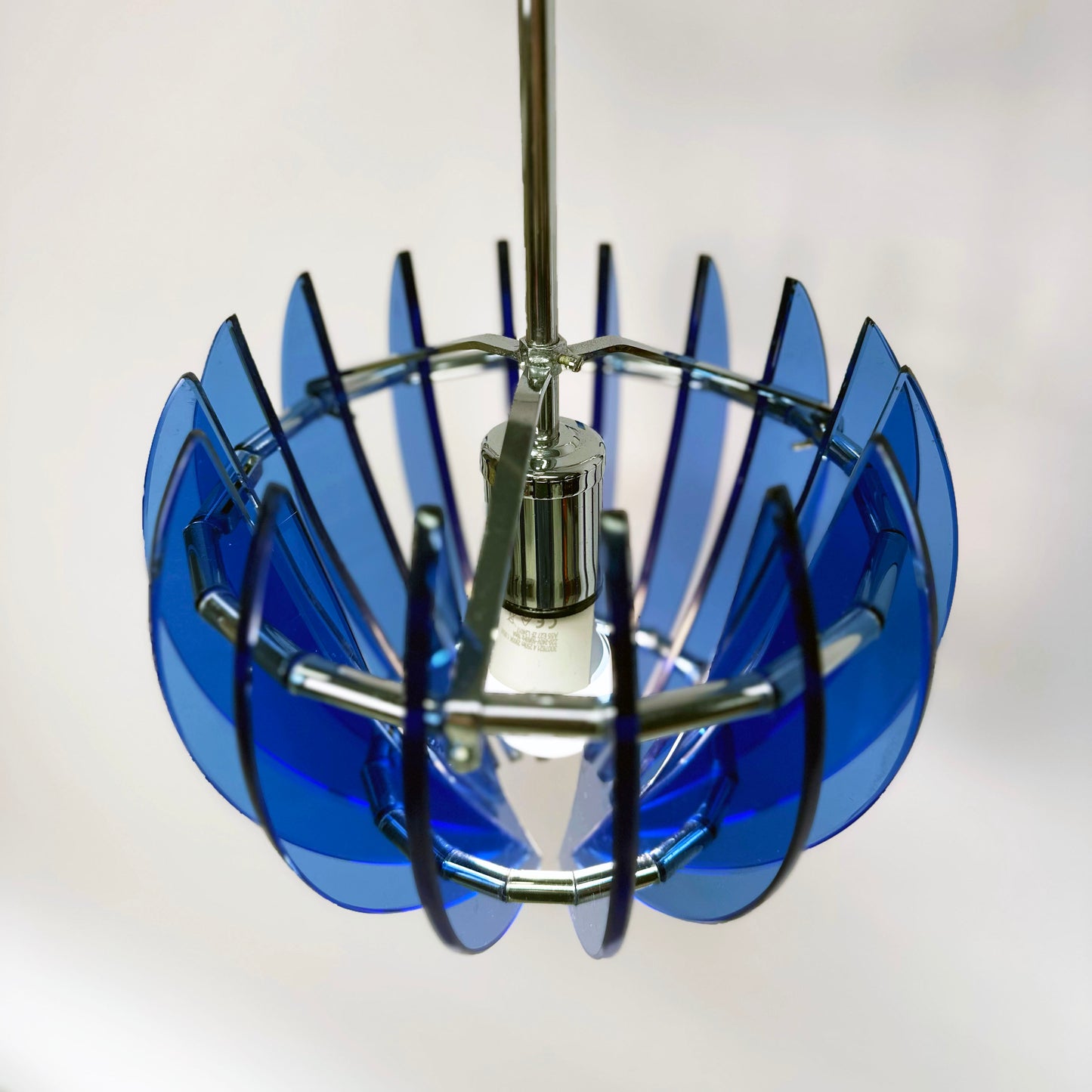 Vintage blue Veca lamp with Murano glass